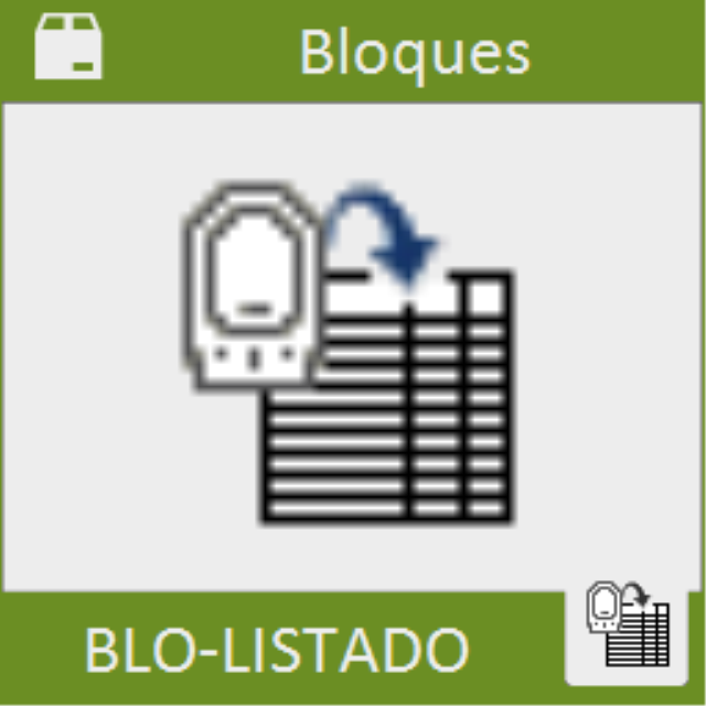 Crea una tabla de bloques con el nº de inserciones de cada uno de los bloques seleccionados en el dibujo. Permite configurar cada columna de la tabla. La tabla es una tabla estándar de AutoCAD.