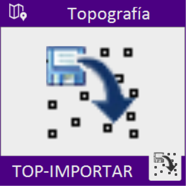 Importa a AutoCAD los puntos definidos en un archivo externo. También permite crear curvas de nivel a partir de los puntos importados, definida el formato y los atributos de los puntos, etc.
