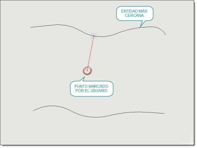 Encuentra y marca la entidad más cercana a un punto marcado por el usuario.