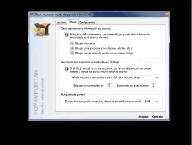 Importa a AutoCAD los puntos definidos en un archivo externo. También permite crear curvas de nivel a partir de los puntos importados, definida el formato y los atributos de los puntos, etc.